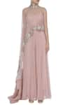 Buy_Mani Bhatia_Pink Jumpsuit Sweetheart Cape High Neck With Asymmetric Embroidered _Online_at_Aza_Fashions