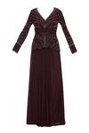 Buy_Mani Bhatia_Maroon Crepe Embroidered Sequin Leaf Neck Peplum Top With Draped Skirt _Online_at_Aza_Fashions