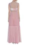 Shop_Mani Bhatia_Pink Crepe Embroidered Cutdana Rose Print Crop Top With Palazzo Pants And Cape _at_Aza_Fashions