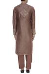 Shop_Rar Studio_Brown Aari Embroidered Mirror Work Kurta Set_at_Aza_Fashions