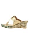 Buy_Aprajita Toor_Gold Embroidered Floral Wedges _Online_at_Aza_Fashions