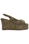 Aprajita Toor_Beige Embellished Metallic Pepe-toe Wedges_Online_at_Aza_Fashions