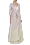 Priyanka Jain_White Chanderi Jacket V-neck Embroidered Set _Online_at_Aza_Fashions