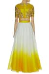 Shop_Priyanka Jain_Yellow Silk Andorganza Embroidered Sequin Round Floral Lehenga Set _at_Aza_Fashions