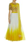 Priyanka Jain_Yellow Silk Andorganza Embroidered Sequin Round Floral Lehenga Set _Online_at_Aza_Fashions