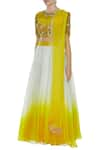 Buy_Priyanka Jain_Yellow Silk Andorganza Embroidered Sequin Round Floral Lehenga Set _Online_at_Aza_Fashions