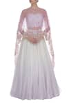 Buy_Priyanka Jain_White Sequins And Bead Embroidered  Lehenga And Cape Set _at_Aza_Fashions