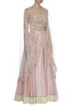 Priyanka Jain_Pink Embroidered Cape With Sequins Blouse And Lehenga _Online_at_Aza_Fashions