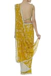 Shop_Priyanka Jain_Yellow Georgette And Dupion Embroidered Sequin Scoop Blouse With Ombre Saree _at_Aza_Fashions