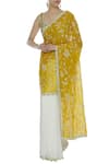 Priyanka Jain_Yellow Georgette And Dupion Embroidered Sequin Scoop Blouse With Ombre Saree _Online_at_Aza_Fashions