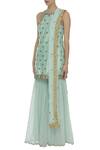 Priyanka Jain_Blue Sequin Embroidered Kurta Sharara Set _Online_at_Aza_Fashions