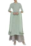 Buy_Manasi Sengupta_Green Silk Chanderi Embroidered Gota Kurta Palazzo Set With Dupatta  _at_Aza_Fashions