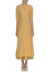 Shop_Manasi Sengupta_Yellow Silk Chanderi Embroidered Sequin Kurta With Palazzo Pants  _Online_at_Aza_Fashions