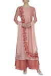 Buy_Manasi Sengupta_Pink Silk Chanderi Embroidered Round Thread Palazzo Kurta Set  _at_Aza_Fashions
