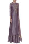 Manasi Sengupta_Purple Silk Chanderi Embroidered Mandarin Kurta With Lehenga And Dupatta  _Online_at_Aza_Fashions