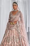 Buy_Dolly J_Pink Silk, Net Sequins, Zari, Embroidery Asymmetric Lillian Bridal Lehenga Set _Online_at_Aza_Fashions