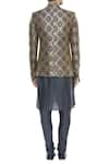 Shop_Manish Nagdeo_Grey Mandarin Collared Sherwani With Kurta And Pyjama_at_Aza_Fashions