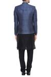 Shop_Manish Nagdeo_Black Silk Block Printed Floral Motifs Bandhgala With Kurta And Pyjama _at_Aza_Fashions