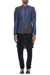 Buy_Manish Nagdeo_Black Silk Block Printed Floral Motifs Bandhgala With Kurta And Pyjama _Online_at_Aza_Fashions