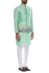 Manish Nagdeo_Off White Cotton Printed Abstract Nehru Jacket With Kurta And Pyjama _Online_at_Aza_Fashions