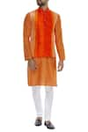 Buy_Manish Nagdeo_Off White Silk Vertical Panel Nehru Jacket With Kurta And Pyjama _at_Aza_Fashions