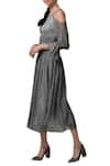 Buy_Manika Nanda_Grey Blended Chiffon Embroidered Floral Printed Flared Midi Dress  _Online_at_Aza_Fashions