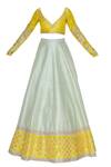 Buy_Blue Lotus Design_Yellow Embroidered Lehenga With Blouse And Dupatta_Online_at_Aza_Fashions