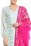 Buy_Masaba_Blue Crepe V Neck Printed Kurta Set For Women_Online_at_Aza_Fashions