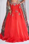 Buy_Dolly J_Red Organza And Satin Embroidery Zardozi V Jazz Printed Cape Lehenga Set  _Online_at_Aza_Fashions