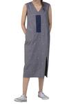 Buy_Three_Grey Polka Dot Midi Dress With Back Cut Out_at_Aza_Fashions
