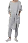 Buy_Three_Grey Pleated Tunic Dress With Gather Detail_at_Aza_Fashions