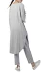 Shop_Three_Grey Pleated Tunic Dress With Gather Detail_at_Aza_Fashions