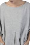 Buy_Three_Grey Pleated Tunic Dress With Gather Detail_Online_at_Aza_Fashions
