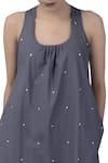 Buy_THREE_Grey Sleeveless Polka Dot Short Dress_Online_at_Aza_Fashions