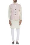 Shop_Nautanky_Pink Striped Bundi With Polka Dot Kurta And Churidar_Online_at_Aza_Fashions