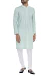 Buy_Nautanky_Blue Cotton Embellished Thread Pin Striped Kurta With Churidar  _at_Aza_Fashions