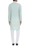 Shop_Nautanky_Blue Cotton Embellished Thread Pin Striped Kurta With Churidar  _at_Aza_Fashions