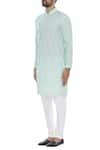 Buy_Nautanky_Blue Cotton Embellished Thread Pin Striped Kurta With Churidar  _Online_at_Aza_Fashions