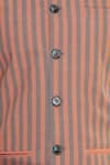 Nautanky_Orange Cotton Striped Bundi  _at_Aza_Fashions