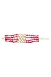 Shop_Just Shradhas_Gold Plated Crystals Polki Beaded Layered Bracelet _at_Aza_Fashions