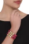Buy_Just Shradhas_Gold Plated Crystals Polki Beaded Layered Bracelet _at_Aza_Fashions