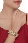 Buy_Just Shradhas_Gold Plated Pearls, Stones Cluster Bracelet _at_Aza_Fashions