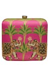 Buy_Puneet Gupta_Pink Zardozi And Pearl Embroidered Elephant Clutch & Pocket Square Gift Box _at_Aza_Fashions