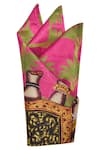 Shop_Puneet Gupta_Pink Zardozi And Pearl Embroidered Elephant Clutch & Pocket Square Gift Box _at_Aza_Fashions