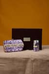 Shop_Puneet Gupta_Purple Jewel Print Pearl And Kundan Clutch & Pocket Square Gift Box _at_Aza_Fashions