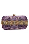 Buy_Puneet Gupta_Purple Jewel Print Pearl And Kundan Clutch & Pocket Square Gift Box _at_Aza_Fashions