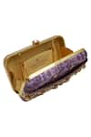 Puneet Gupta_Purple Jewel Print Pearl And Kundan Clutch & Pocket Square Gift Box _at_Aza_Fashions