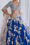 Buy_Dolly J_Blue Raw Silk Embroidery Gota V Neck Daffodil Bridal Lehenga Set  _Online_at_Aza_Fashions