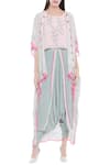 Buy_Soup By Sougat Paul_Off White Crepe Printed Crop Top Round, Jacket Open And Dhoti Pants _at_Aza_Fashions