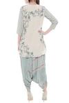 Shop_Soup By Sougat Paul_Blue Crepe Floral, Striped Round Neck Printed Kurta And Dhoti Pant Set _at_Aza_Fashions